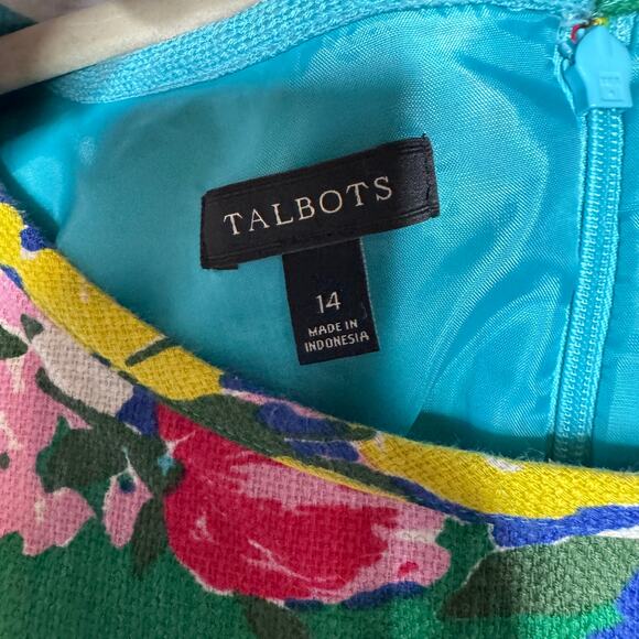 Talbots Floral Stripe Sleeveless A-Line Dress - Size 14 - Picture 3 of 3